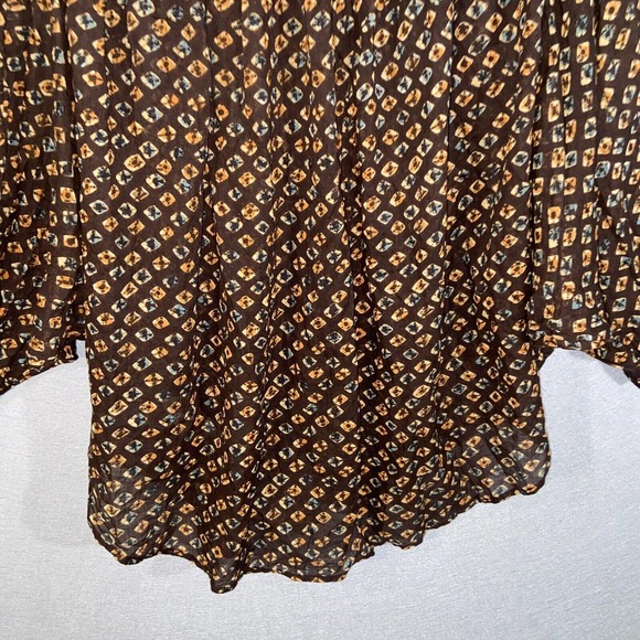 Anthropologie Button Up Womens Large Brown Polka Dot Kimono 3/4 Sleeve Casual - Picture 10 of 16